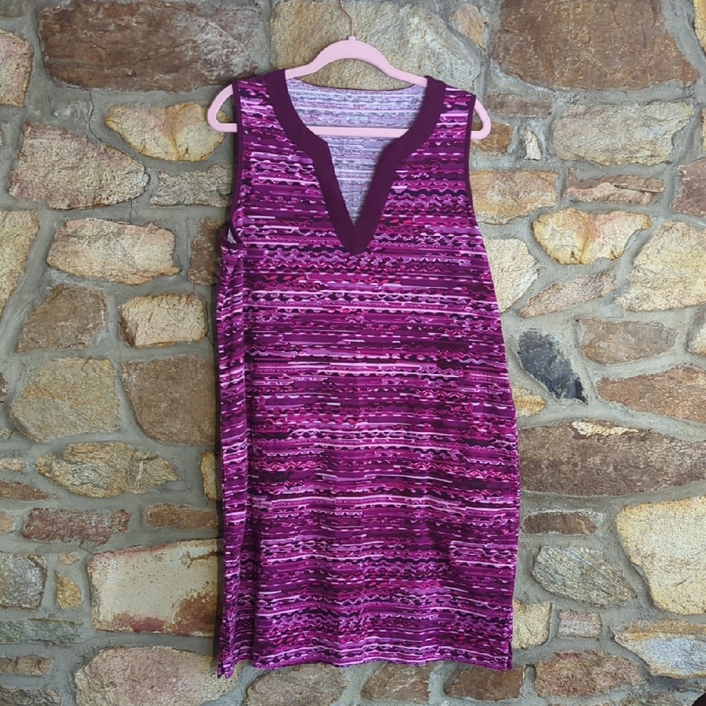 Lands' End Purple Patterned Midi Dress